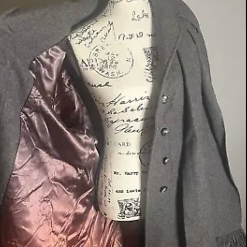 BROMLEIGH True Vintage Coat XL Wool Blend Scarf Ombre Satin Lining